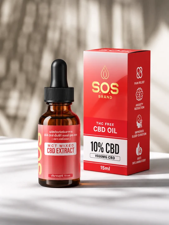 SOS CBD Isolate 10% bottle and box
