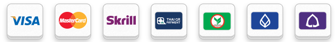 Payment methods shown on the SOS store: Visa, Mastercard, Skrill and Thai bank payment options